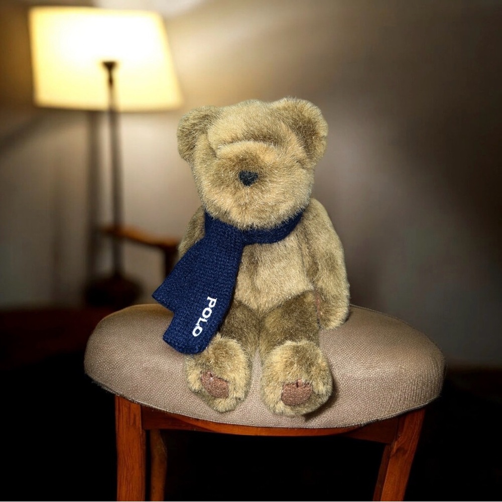VTG 2001 Ralph Lauren Polo The Bears That Care Plush Teddy Bear Blue Scarf